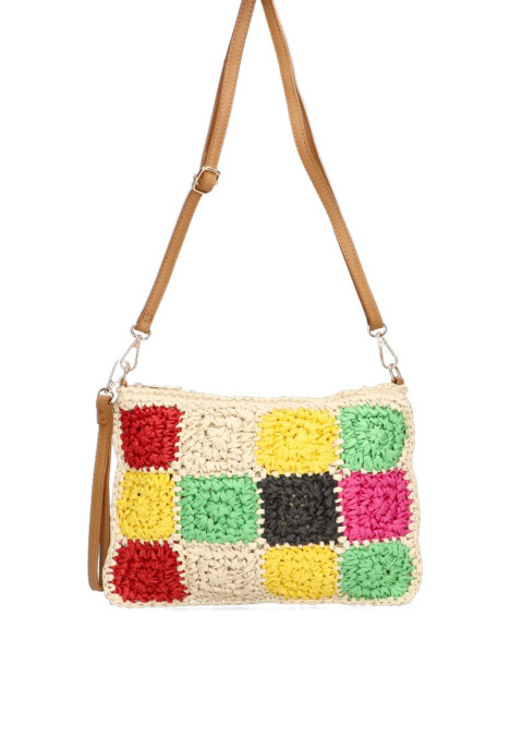 Bolso bandolera pequeña de mujer Luna Collection alacati beige rafia 