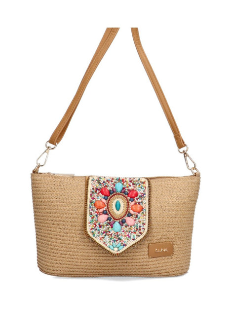 Bolso bandolera pequeña de mujer Luna Collection van natural rafia 
