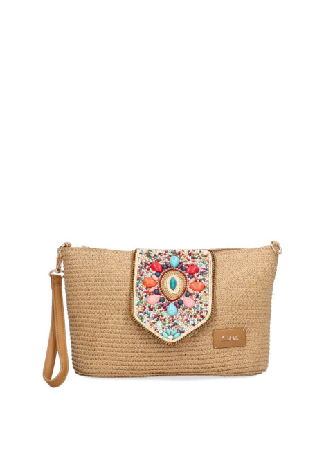 Bolso bandolera pequeña de mujer Luna Collection van natural rafia 