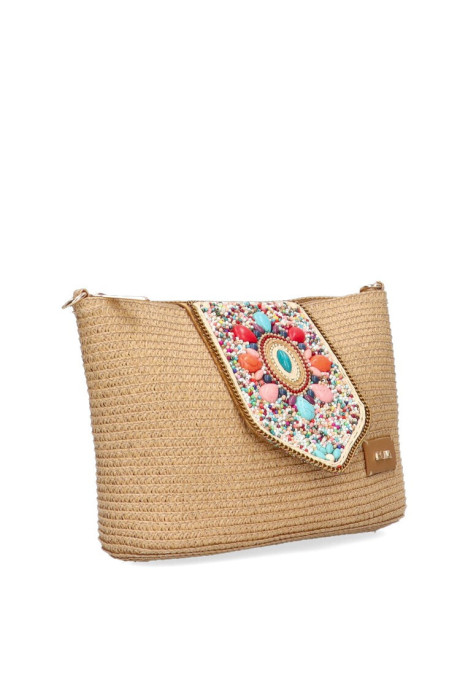 Bolso bandolera pequeña de mujer Luna Collection van natural rafia 
