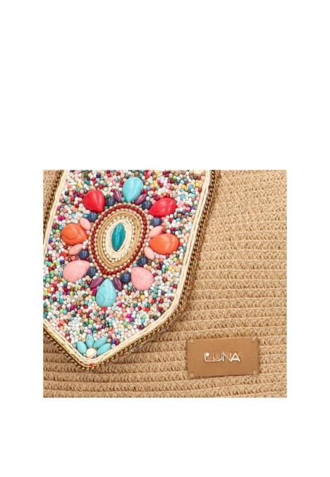 Bolso bandolera pequeña de mujer Luna Collection van natural rafia 
