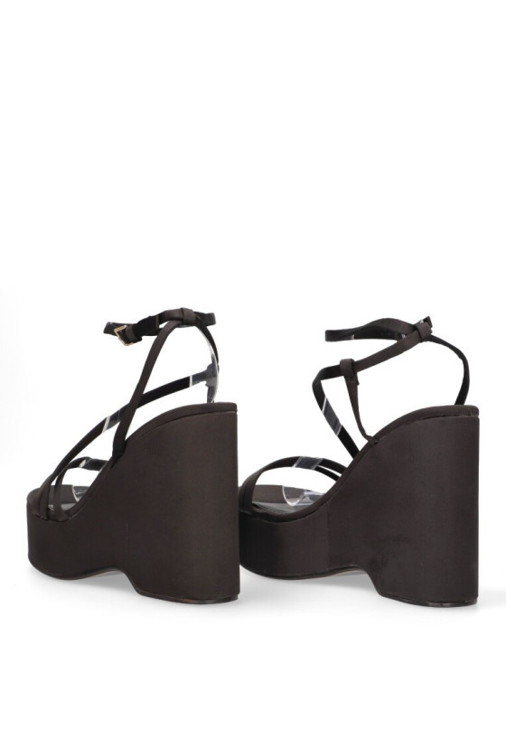 Sandalia de mujer LUNA TREND m3225 negro sintetico cuña alta