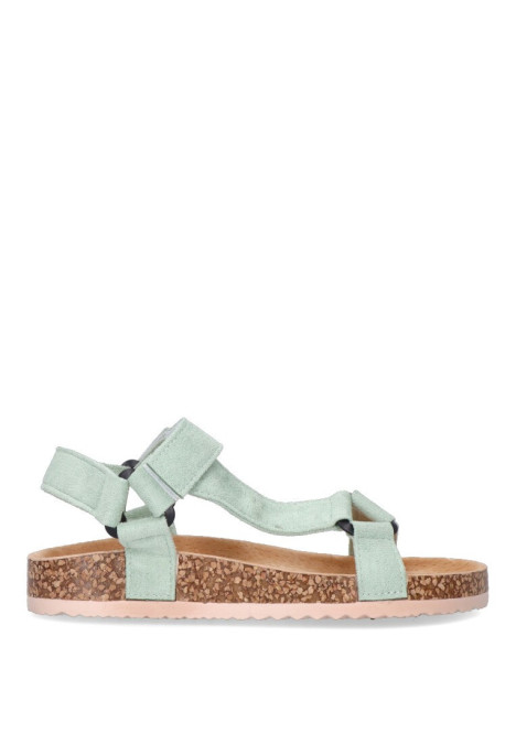 Sandalia de mujer Luna Collection 27-1223 verde sintetico suela plana
