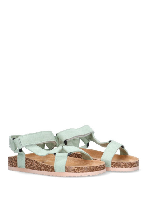 Sandalia de mujer Luna Collection 27-1223 verde sintetico suela plana