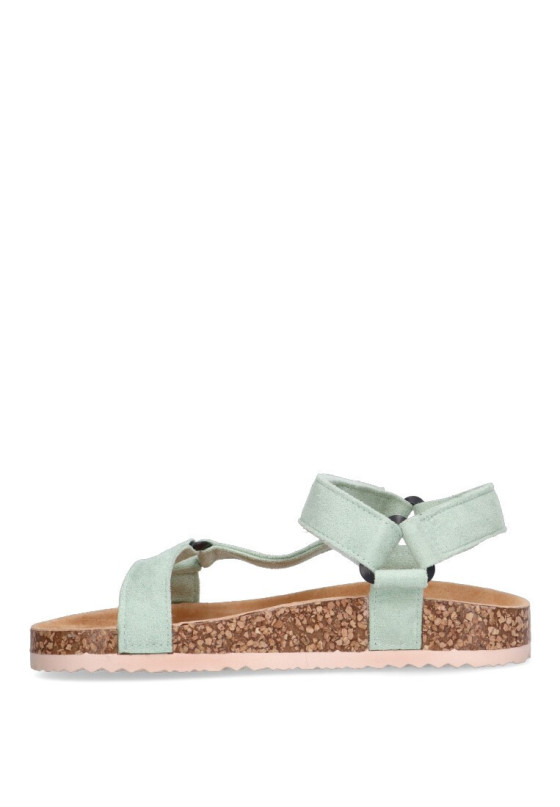 Sandalia de mujer Luna Collection 27-1223 verde sintetico suela plana
