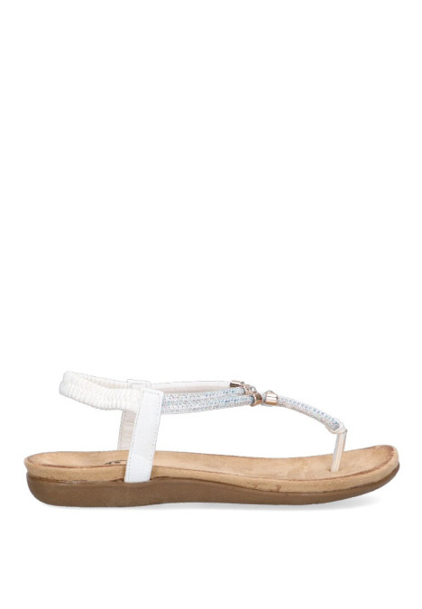 Sandalia de mujer Luna Collection 60-416 blanco sintetico suela plana