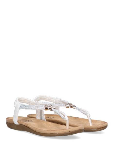 Sandalia de mujer Luna Collection 60-416 blanco sintetico suela plana