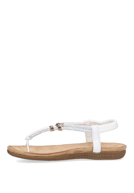 Sandalia de mujer Luna Collection 60-416 blanco sintetico suela plana