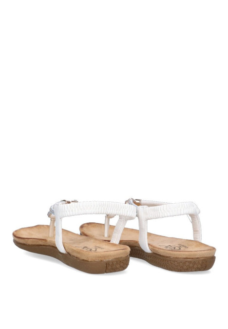 Sandalia de mujer Luna Collection 60-416 blanco sintetico suela plana
