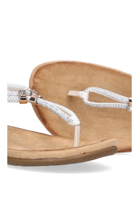 Sandalia de mujer Luna Collection 60-416 blanco sintetico suela plana