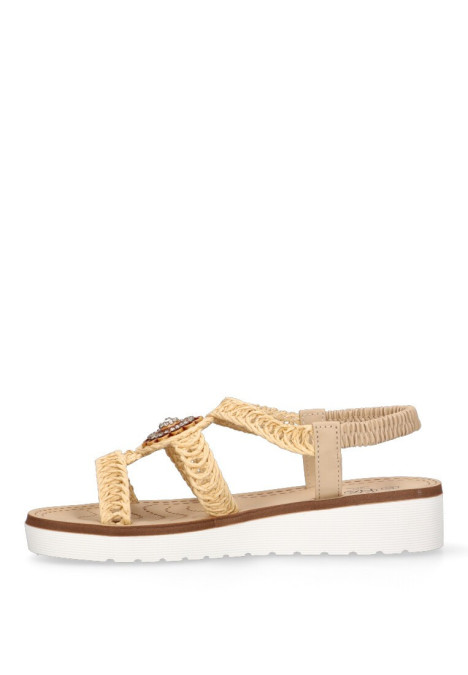 Sandalia de mujer Luna Collection 60-1764 beige sintetico suela plana