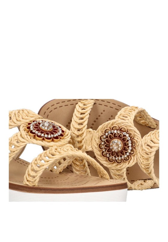 Sandalia de mujer Luna Collection 60-1764 beige sintetico suela plana