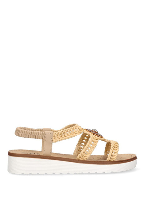 Sandalia de mujer Luna Collection 60-1764 beige sintetico suela plana