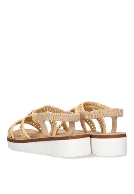 Sandalia de mujer Luna Collection 60-1764 beige sintetico suela plana