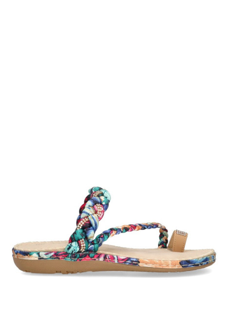 Sandalia de mujer Luna Collection 66-649 azul sintetico suela plana
