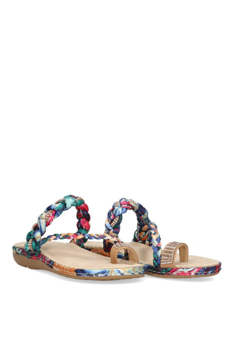 Sandalia de mujer Luna Collection 66-649 azul sintetico suela plana