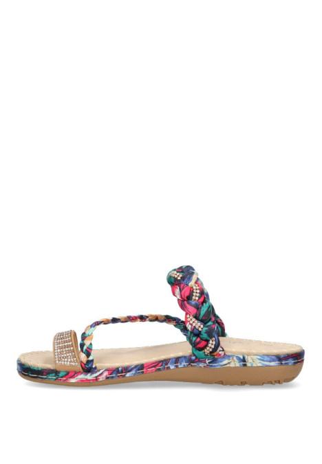 Sandalia de mujer Luna Collection 66-649 azul sintetico suela plana