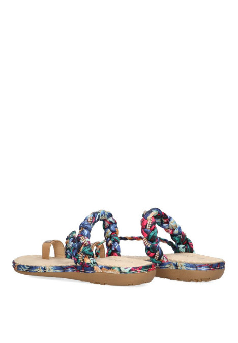 Sandalia de mujer Luna Collection 66-649 azul sintetico suela plana