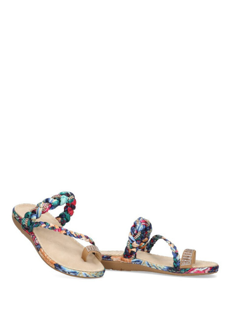 Sandalia de mujer Luna Collection 66-649 azul sintetico suela plana