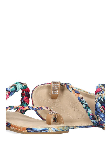 Sandalia de mujer Luna Collection 66-649 azul sintetico suela plana