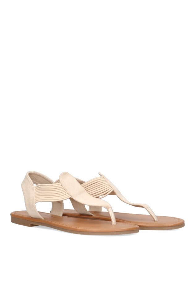 Sandalia de mujer Luna Collection 67-1254 beige sintetico suela plana