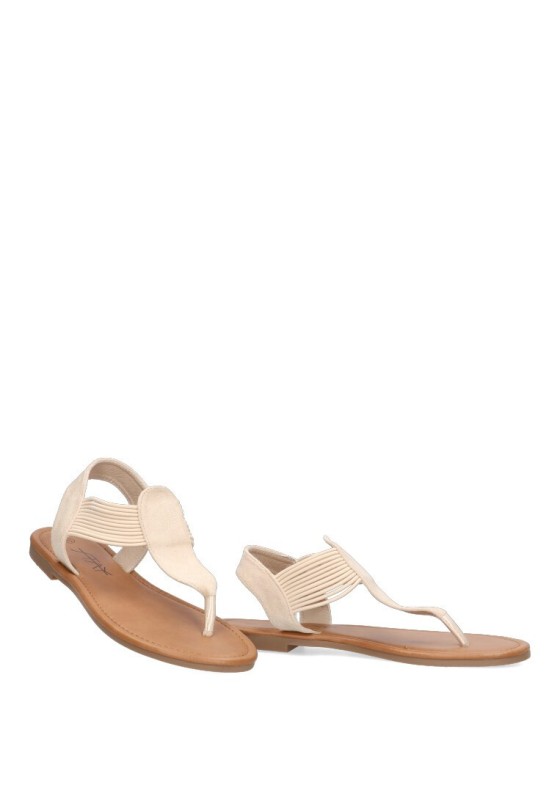 Sandalia de mujer Luna Collection 67-1254 beige sintetico suela plana