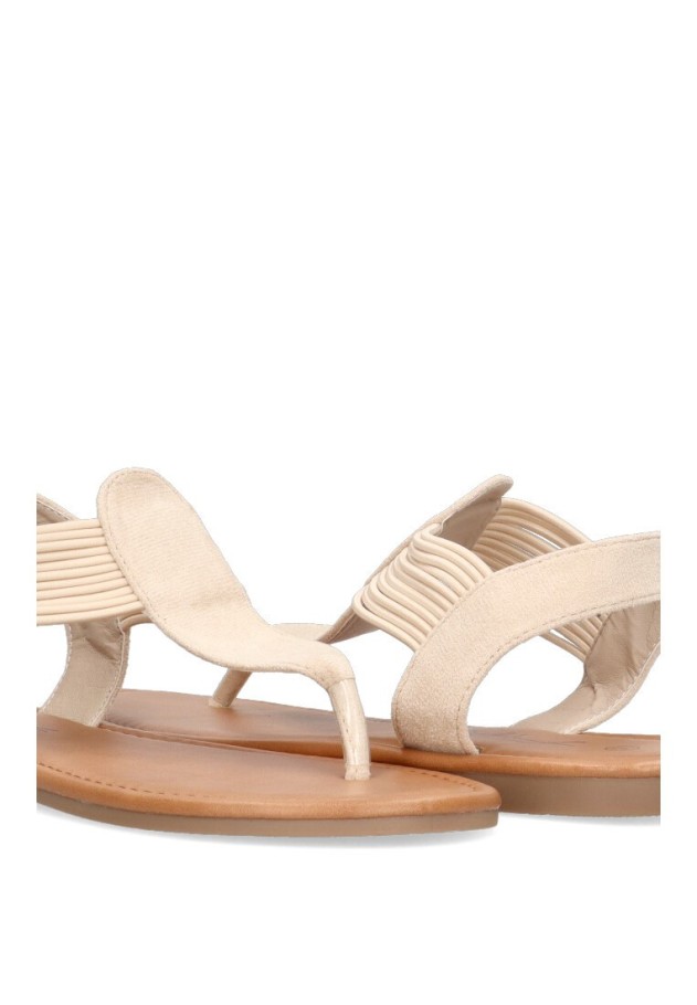 Sandalia de mujer Luna Collection 67-1254 beige sintetico suela plana