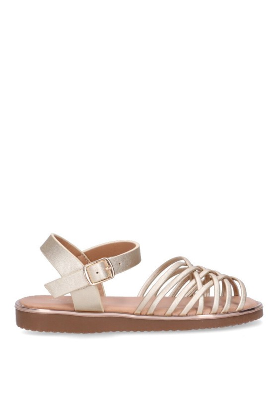 Sandalia de niña LUNA KIDS c640 oro sintetico suela plana