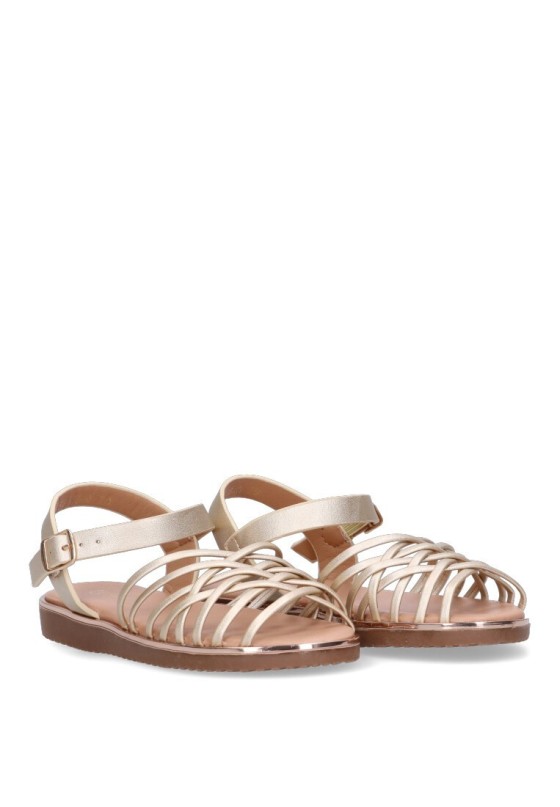 Sandalia de niña LUNA KIDS c640 oro sintetico suela plana