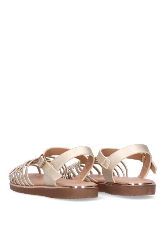 Sandalia de niña LUNA KIDS c640 oro sintetico suela plana