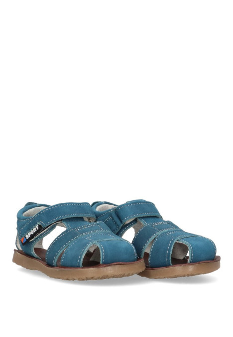 Sandalia de niño LUNA KIDS a3314 jeans piel suela plana