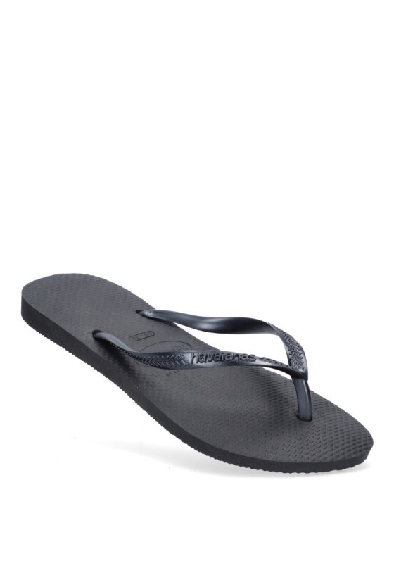 Chanclas sandalias playa de mujer HAVAIANAS slim negro goma suela plana