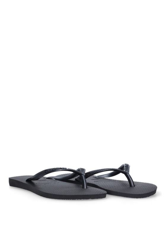 Chanclas sandalias playa de mujer HAVAIANAS slim negro goma suela plana