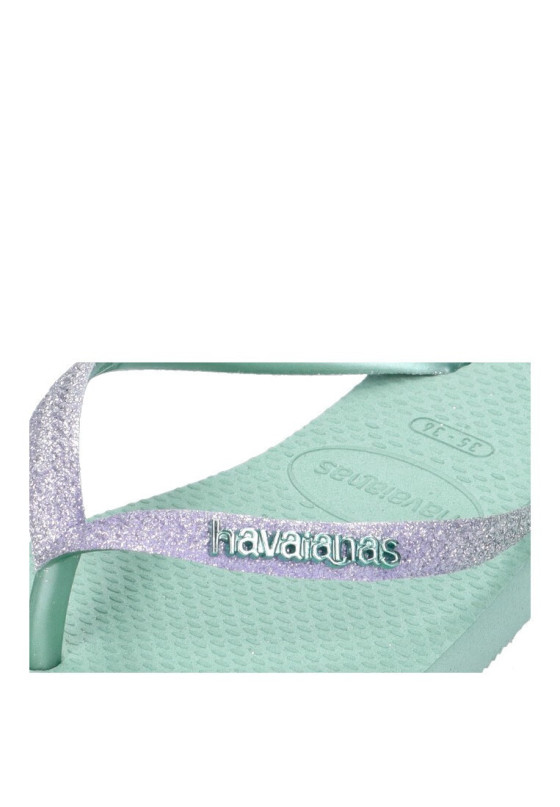 Chanclas sandalias playa de mujer HAVAIANAS square glitter verde goma suela plana