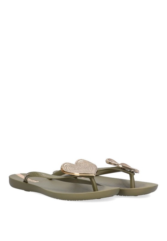 Chanclas sandalias playa de mujer IPANEMA 82120 verde goma suela plana