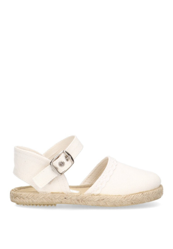 Alpargata de niña CONDIZ 263 blanco textil  suela plana