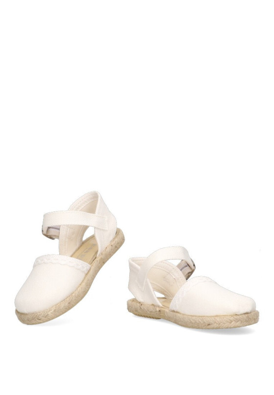 Alpargata de niña CONDIZ 263 blanco textil  suela plana