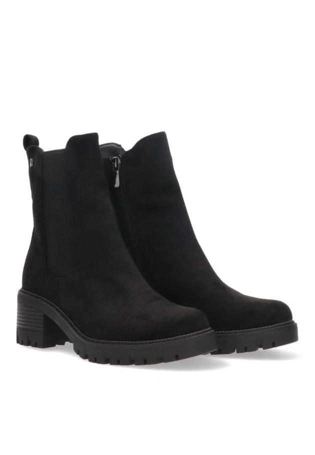 Botin de mujer ETIKA 11921 negro antelina tacón medio