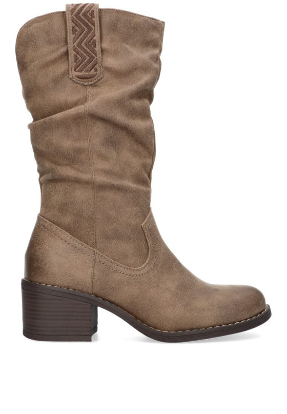 Bota de mujer MUSTANG 52761 taupe sintetico tacón medio