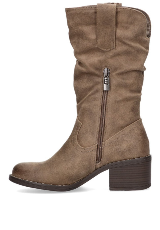 Bota de mujer MUSTANG 52761 taupe sintetico tacón medio