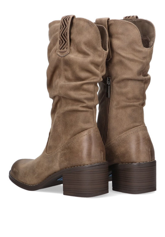 Bota de mujer MUSTANG 52761 taupe sintetico tacón medio