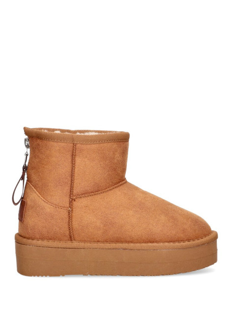 Botin de mujer BREAK AND WALK 543003 camel textil  suela plana