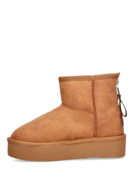 Botin de mujer BREAK AND WALK 543003 camel textil  suela plana