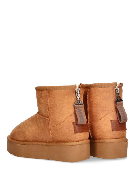 Botin de mujer BREAK AND WALK 543003 camel textil  suela plana