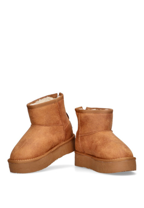 Botin de mujer BREAK AND WALK 543003 camel textil  suela plana