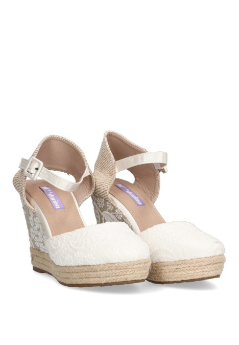 Alpargata de mujer Luna Collection leticia blanco textil  cuña alta
