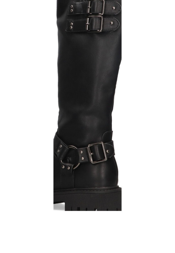 Bota de mujer XTI 142937 negro sintetico suela plana