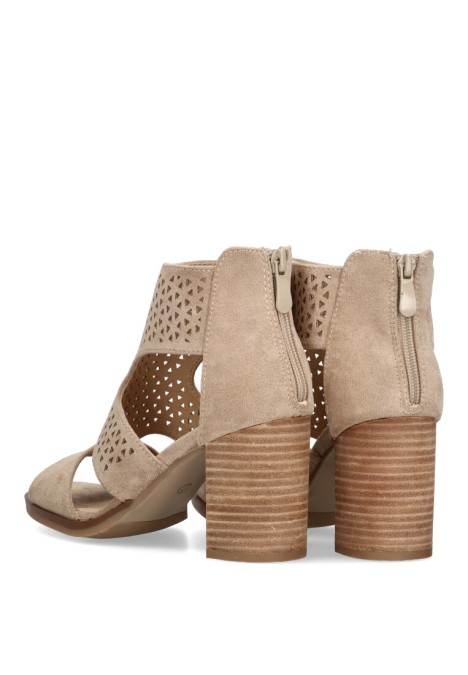 Sandalia de mujer ETIKA 31117 taupe antelina tacón medio