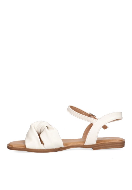 Sandalia de mujer ETIKA 10023 blanco sintetico suela plana