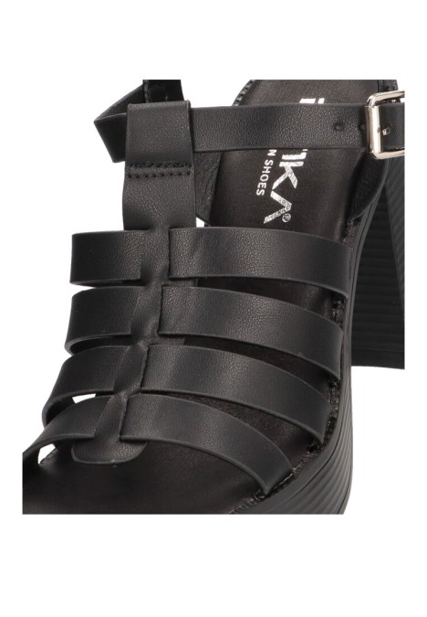 Sandalia de mujer ETIKA 30011 negro sintetico tacón alto